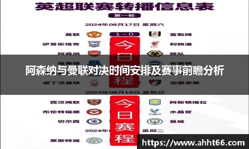 阿森纳与曼联对决时间安排及赛事前瞻分析